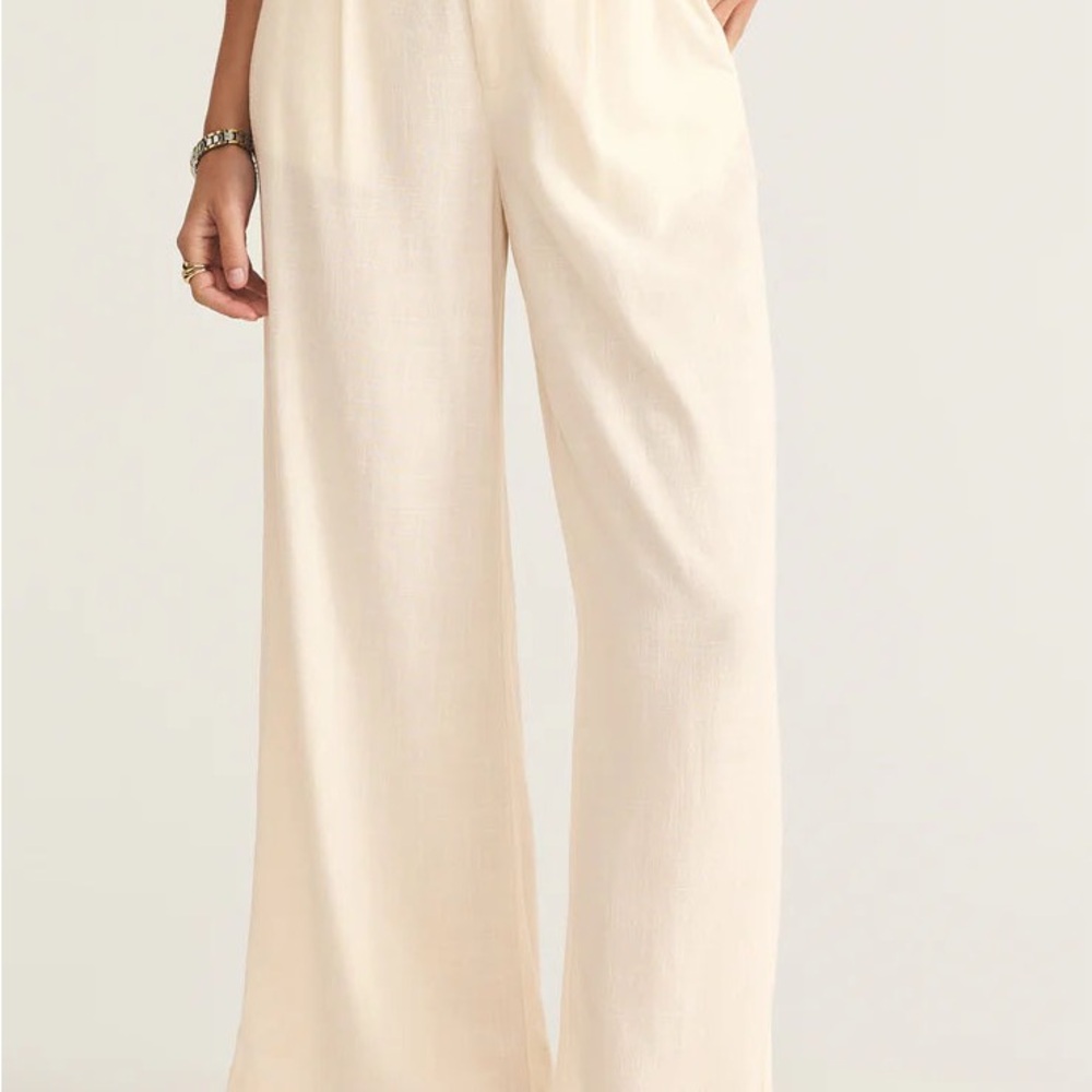 Z Supply Cream Linen Wide-Leg Pants